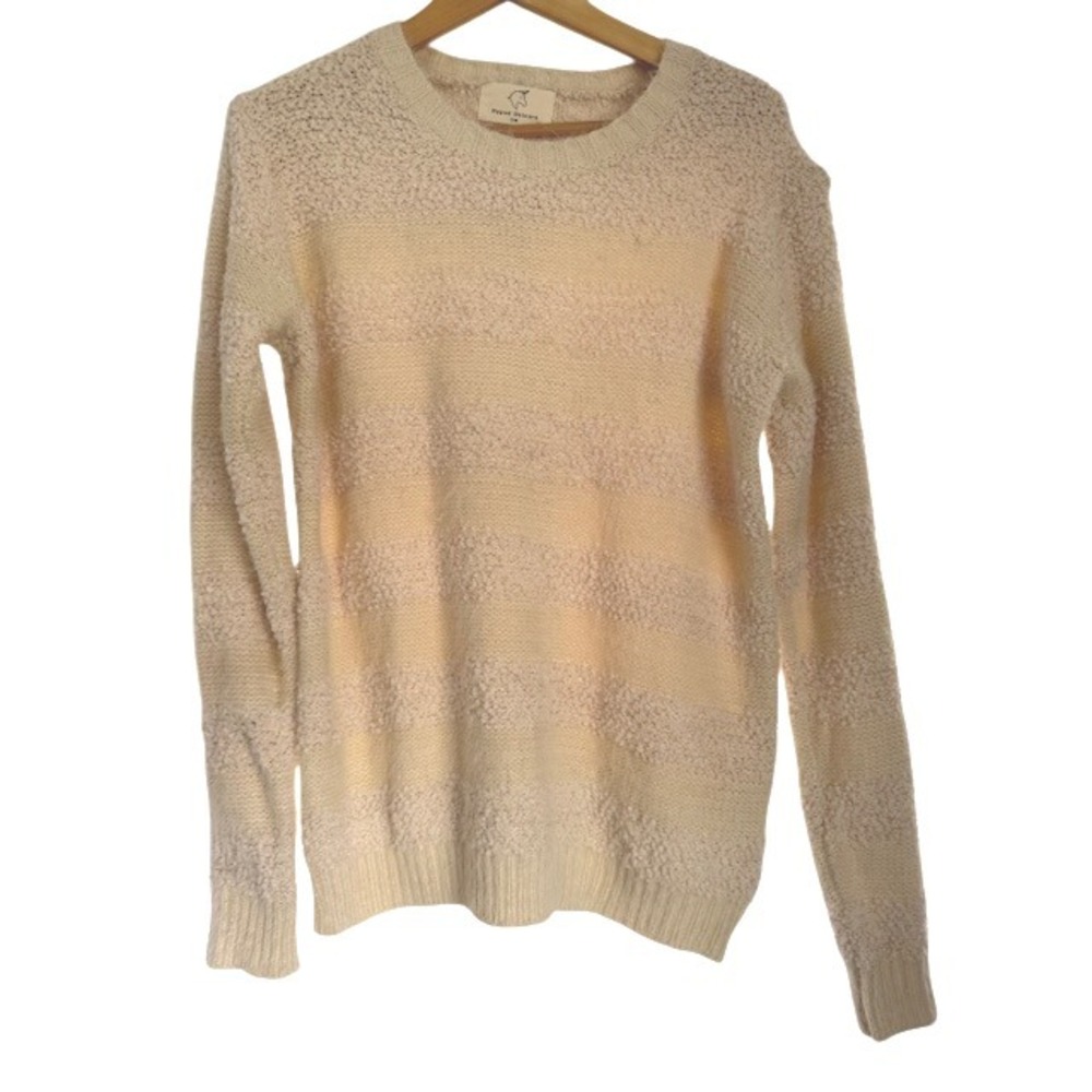 Hyped Unicorn Textured Stripe Knit Sweater Cream S/M‎